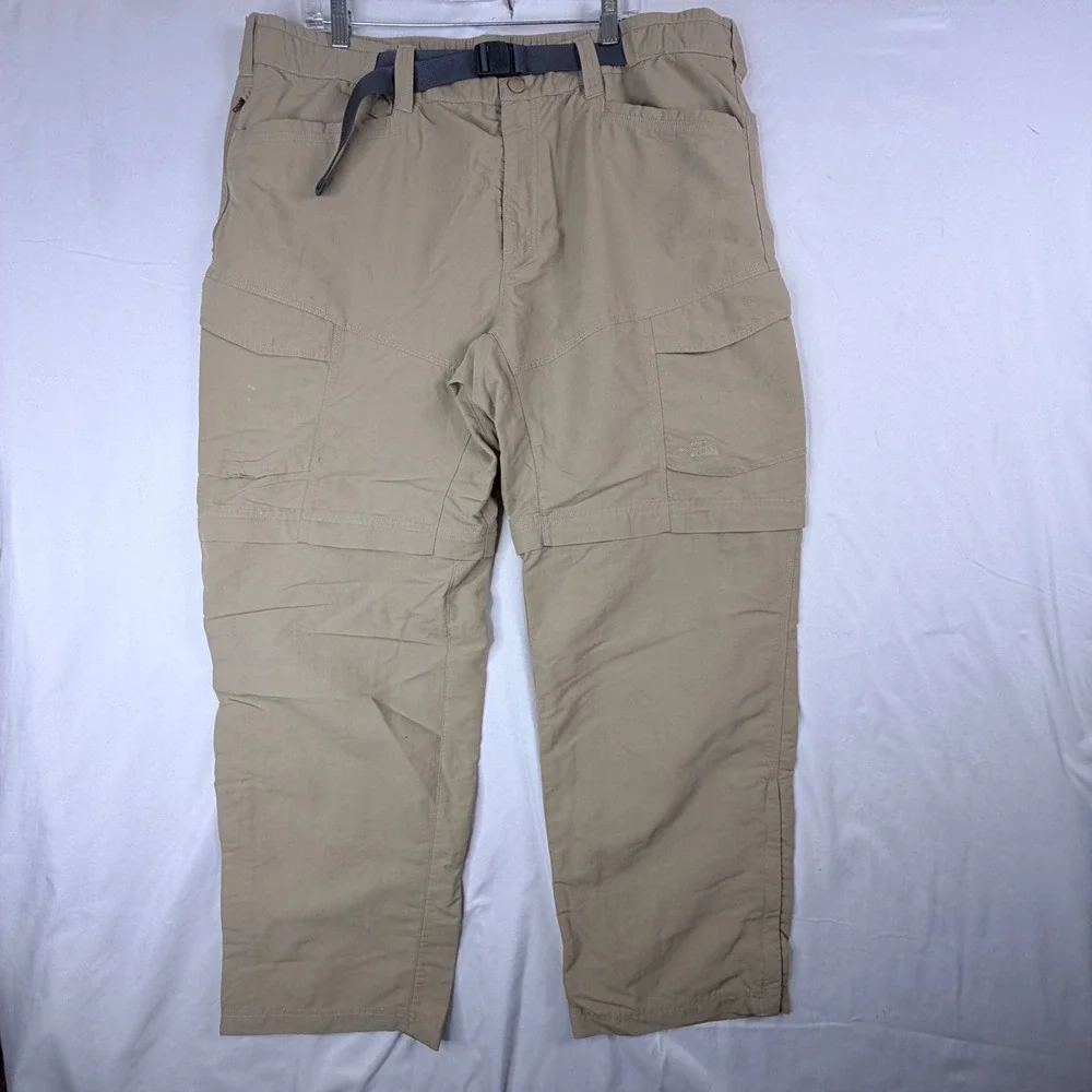 The North Face Mens Convertible Hiking Pants Khaki Tan Zip Off Cargo 40x30